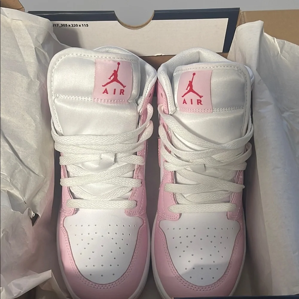 Jordan Pink and White High-Top Sneakers